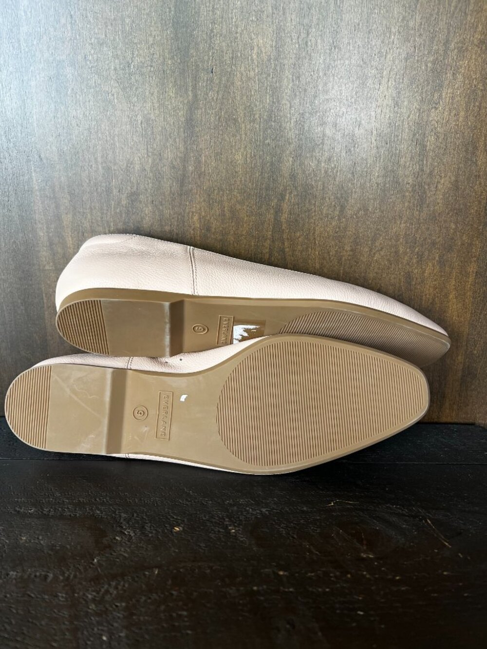 Everlane Pink Squared Toe Leather Flats Size 9 - Picture 5 of 5